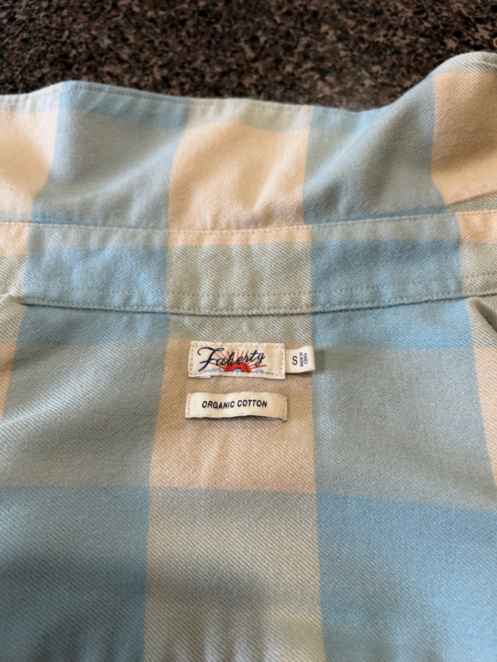 Faherty Light Blue and Cream Checked Button Shirt - Picture 2 of 7